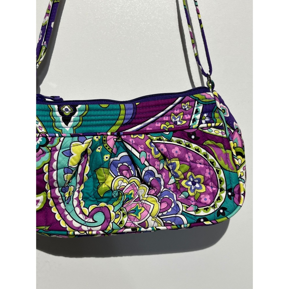 Vera Bradley Go Wild Paisley Quilted Cotton Crossbody Bag Purple Teal 14539-144 - Picture 12 of 14